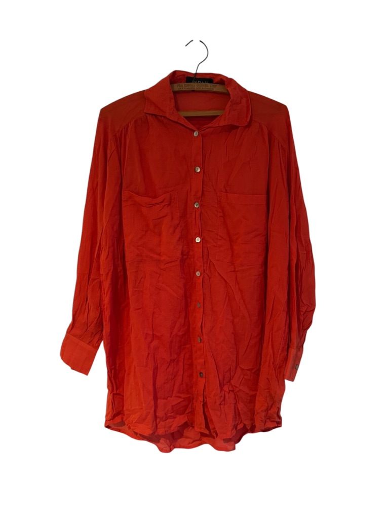 Indah Organic Cotton Lightweight Textured Oversized Beach Coverup Top Size S/M
